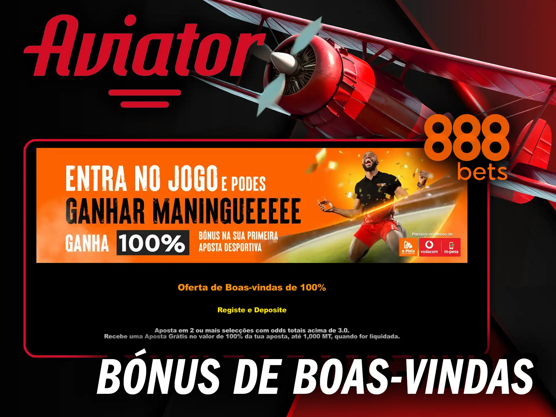 Resgate seu bónus de boas-vindas e jogue o Aviator com vantagem no 888Bets.