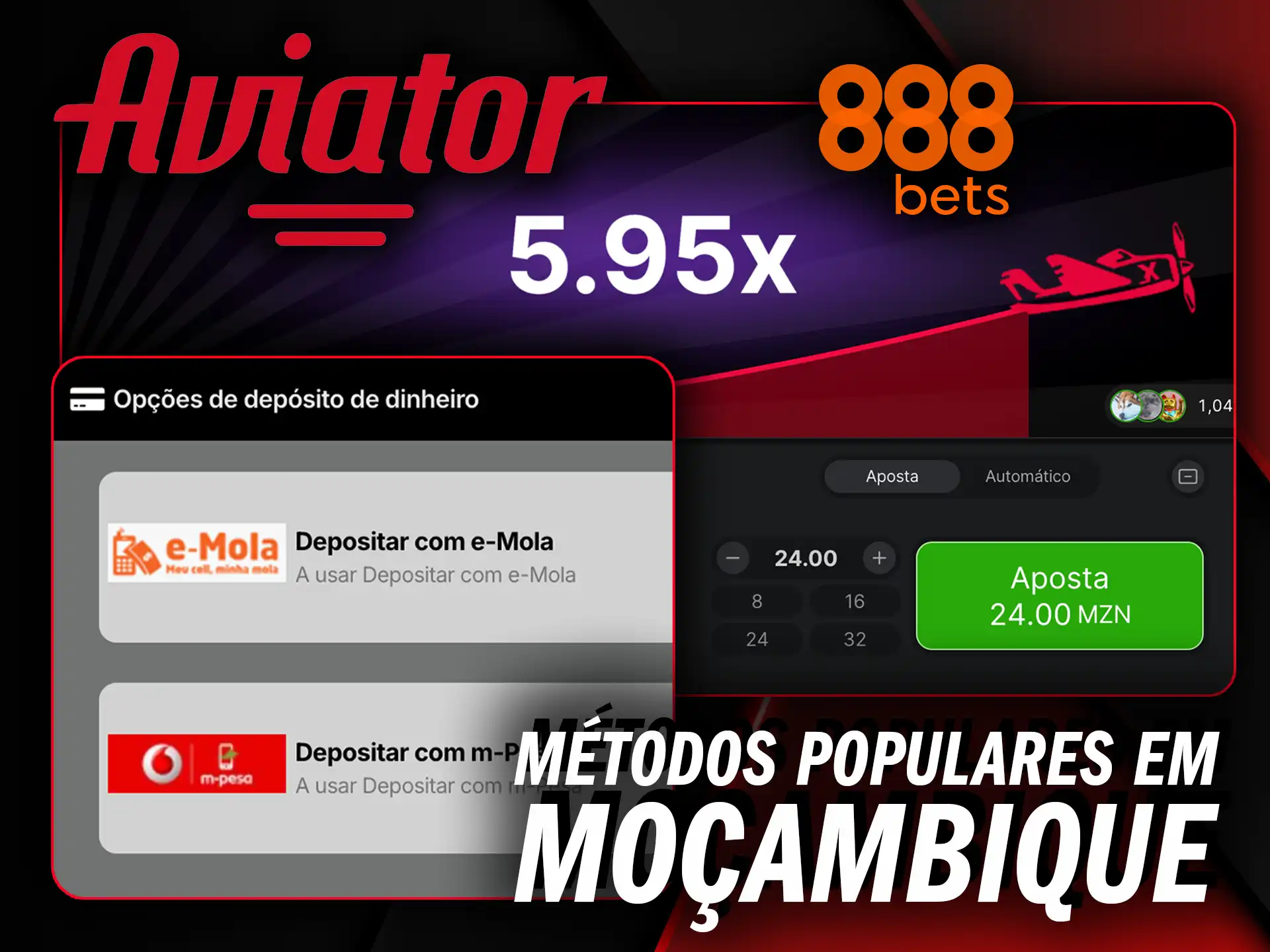 Utilize os métodos populares em Moçambique para depositar e sacar no 888Bets Aviator.