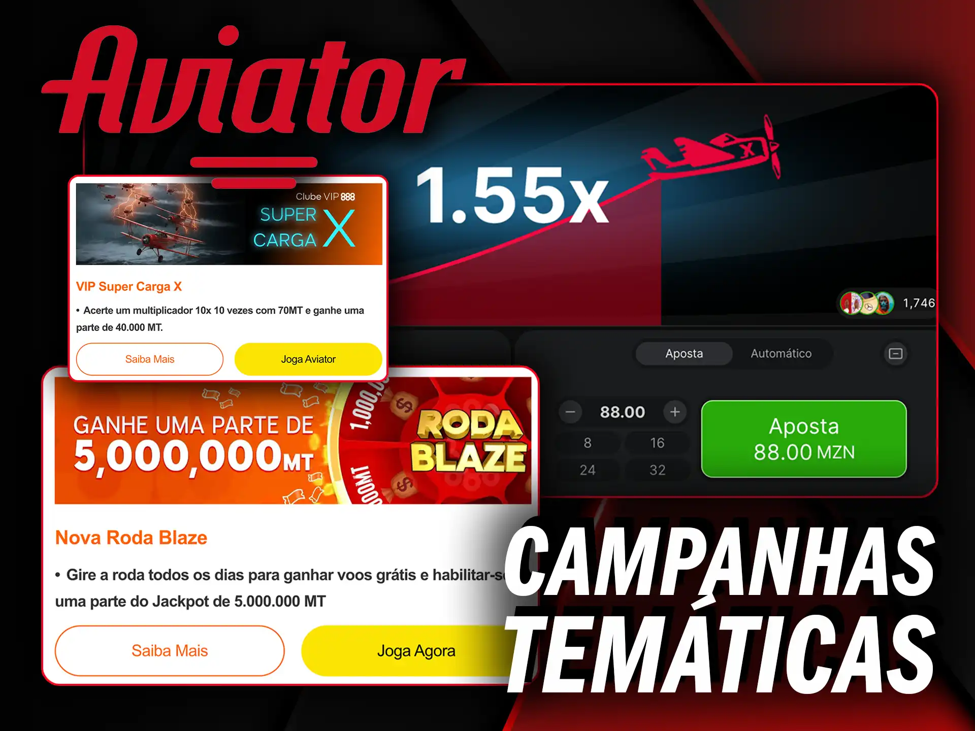 Participe de campanhas temáticas e eventos esportivos para ganhar bônus no Aviator do 888Bets.