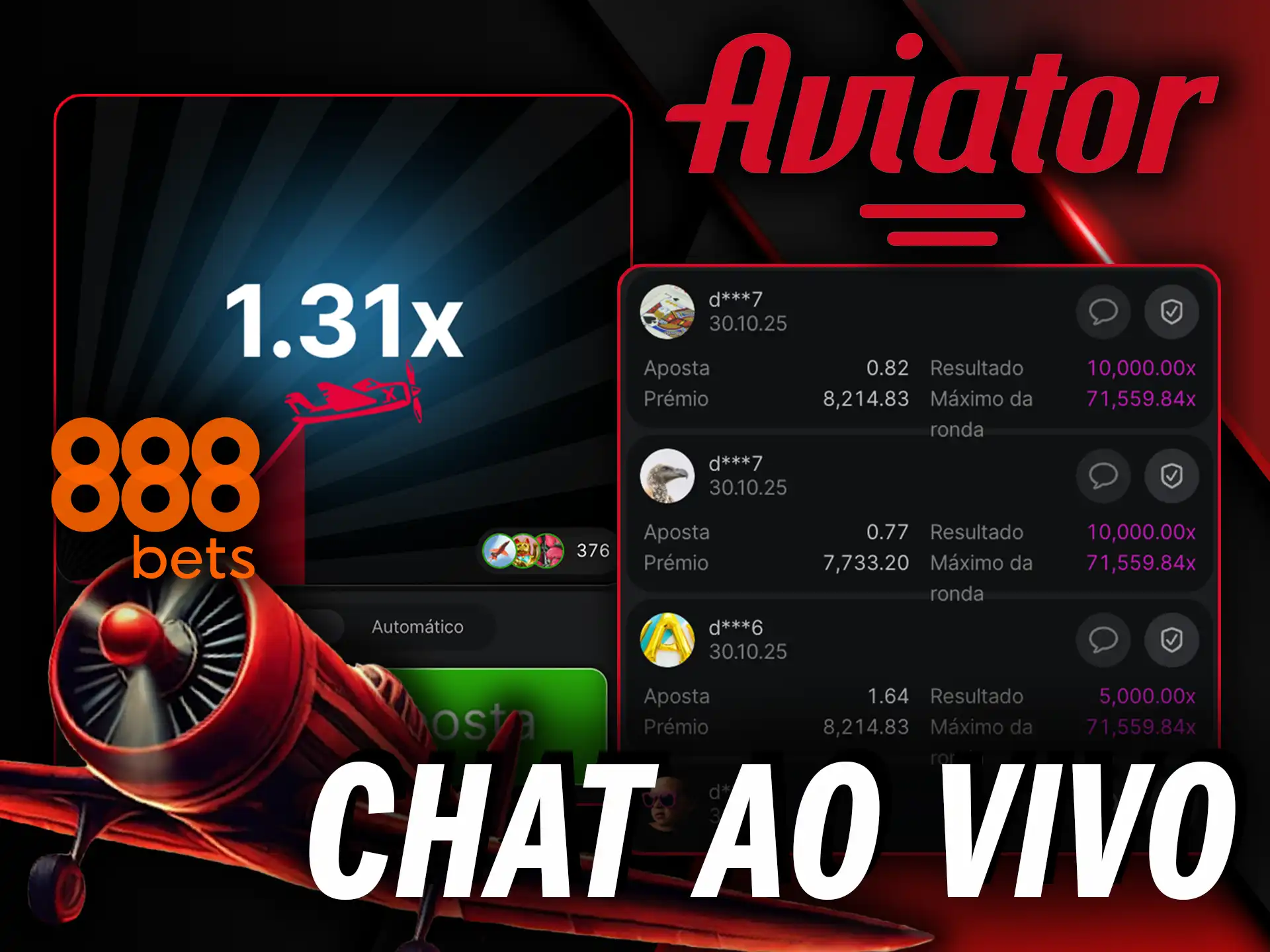 Interaja no chat ao vivo com jogadores e compartilhe a emoção de ganhar no 888Bets Aviator.