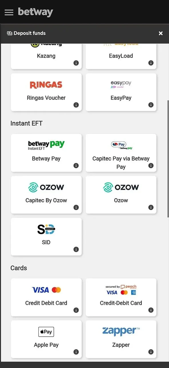 Faça um depósito para começar a jogar Aviator na Betway e aposte com dinheiro real.
