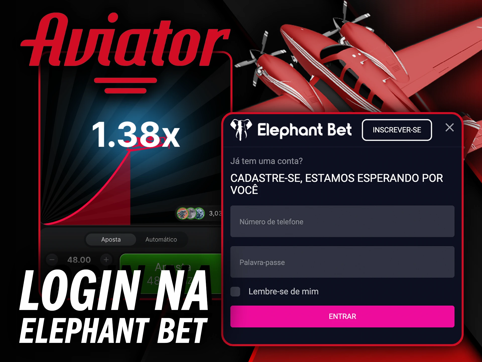 Faça o login na Elephant Bet e acesse sua conta para começar a apostar no Aviator.
