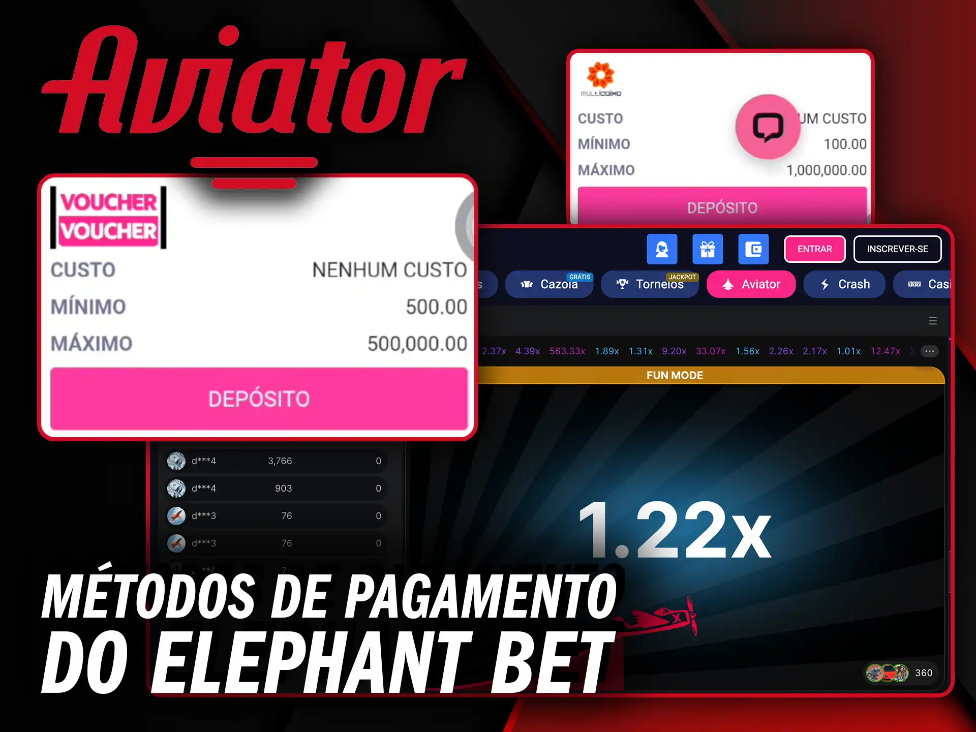 Utilize os métodos de pagamento do Elephant Bet Aviator e deposite e saque com facilidade.